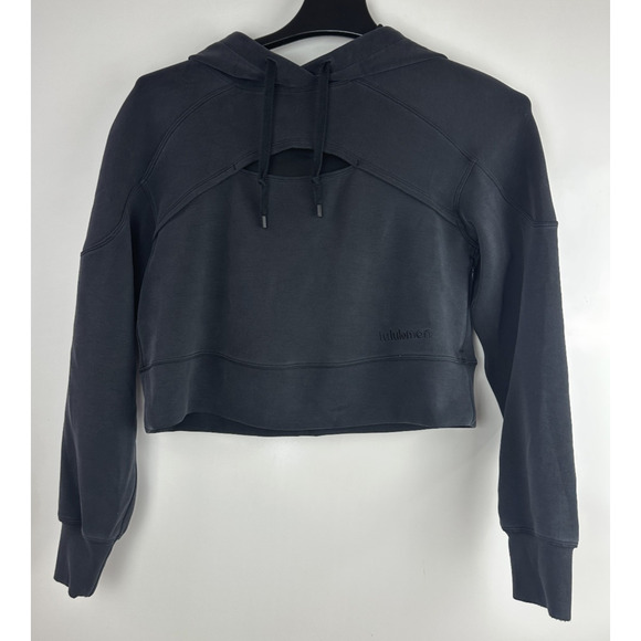 Lululemon Get Centred Crop Hoodie Black Size 4 Athletic Athleisure Vented Pocket - Picture 5 of 16